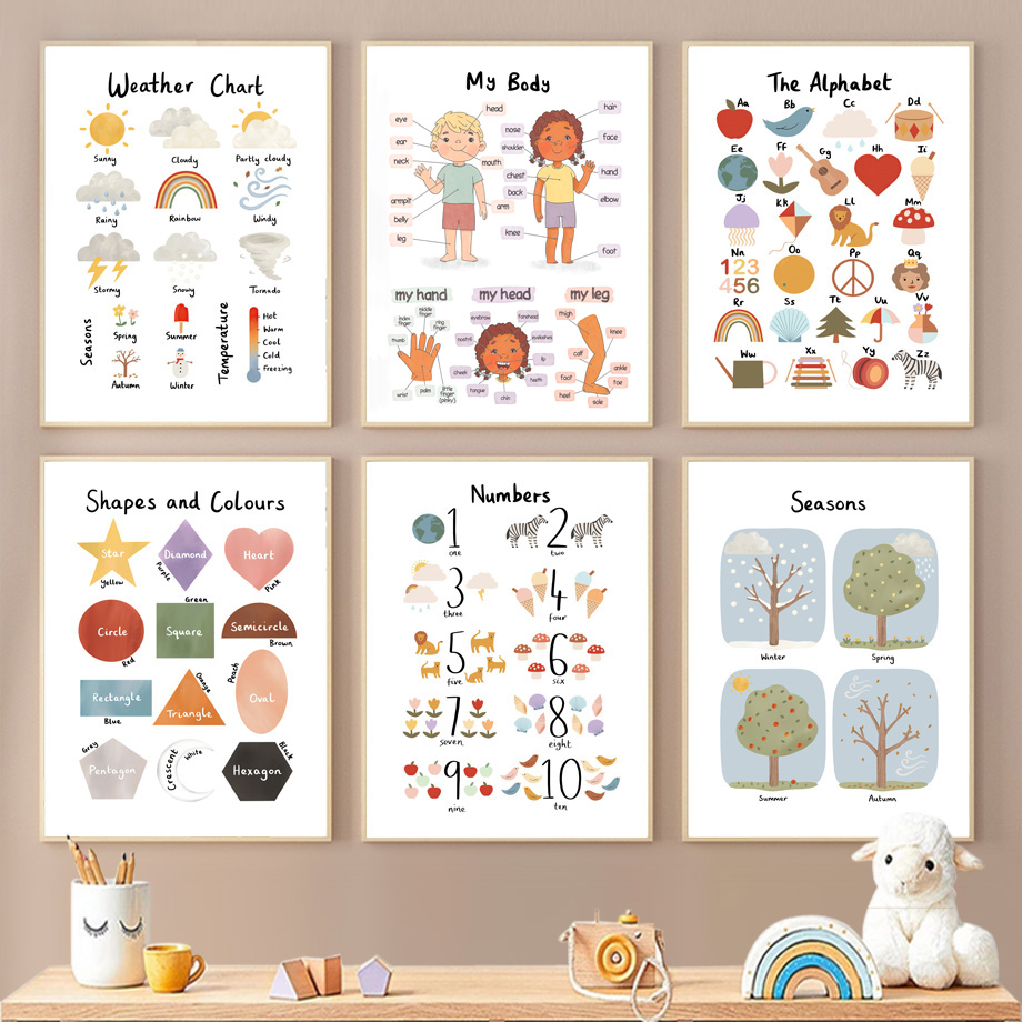 Kids Education Alphabet Numbers - 1 Adet Mevsim Şekilleri Renkleri Vücut