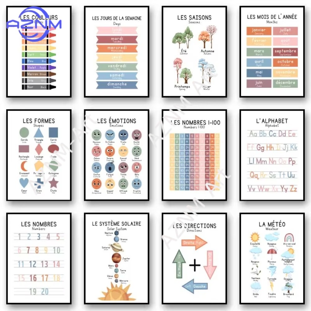 Kids Education Alphabet Numbers - 1 adet iki dilli fransızca eğitim