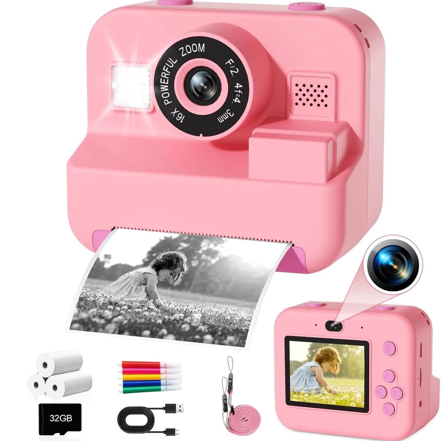 Kids Educational Videos - NewInstant Baskı Kamerası 32G Kart Ile
